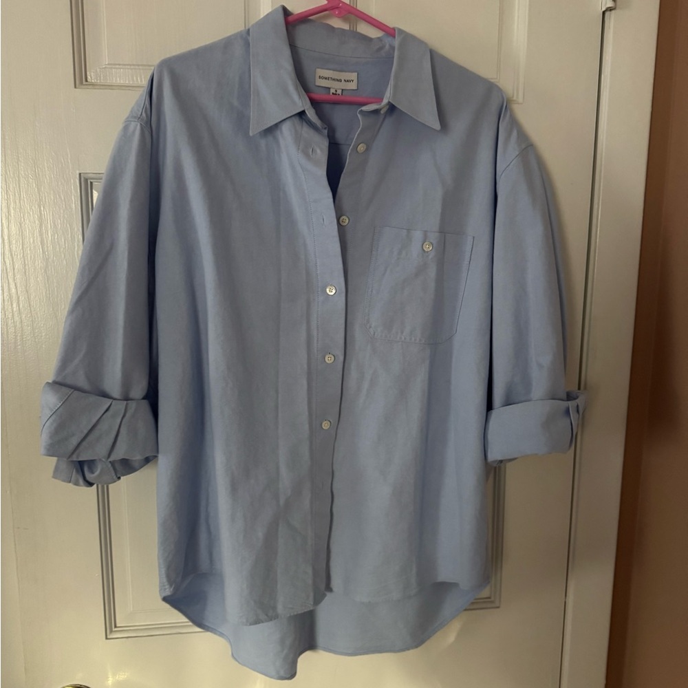Something Navy Light Blue Casual Button-Down Shirt